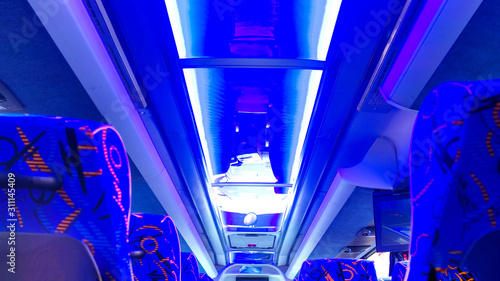 Modern neon interior lighting bus