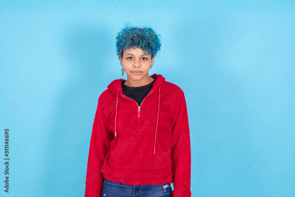 trendy modern African American woman on color background trendy modern African American woman on color background