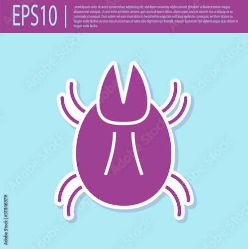 Retro purple Parasite mite icon isolated on turquoise background. Vector Illustration