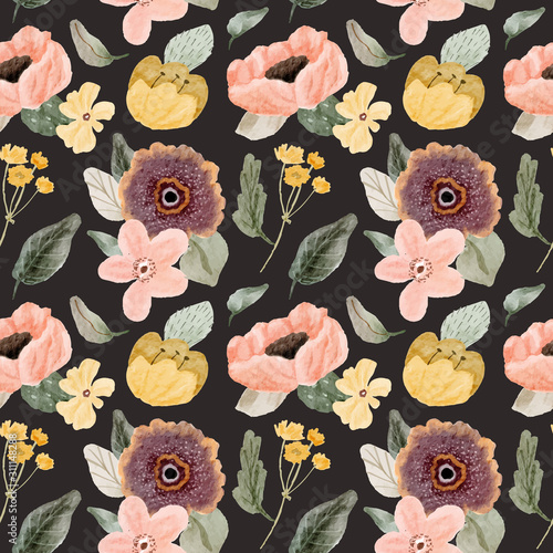 cute floral watercolor seamless pattern