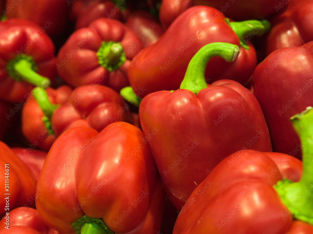 Fresh, juicy, ripe bulgarian peppers, healthy food, close-up. Selective focus Fresh, juicy, ripe bulgarian peppers, healthy food, close-up. Selective focus