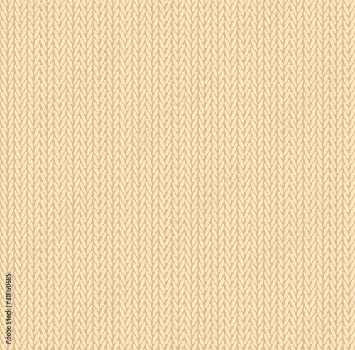 Knit texture yellow color. Vector seamless pattern fabric. Knitting background flat design.