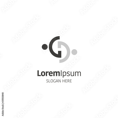 Letter G and Human logo design template on white