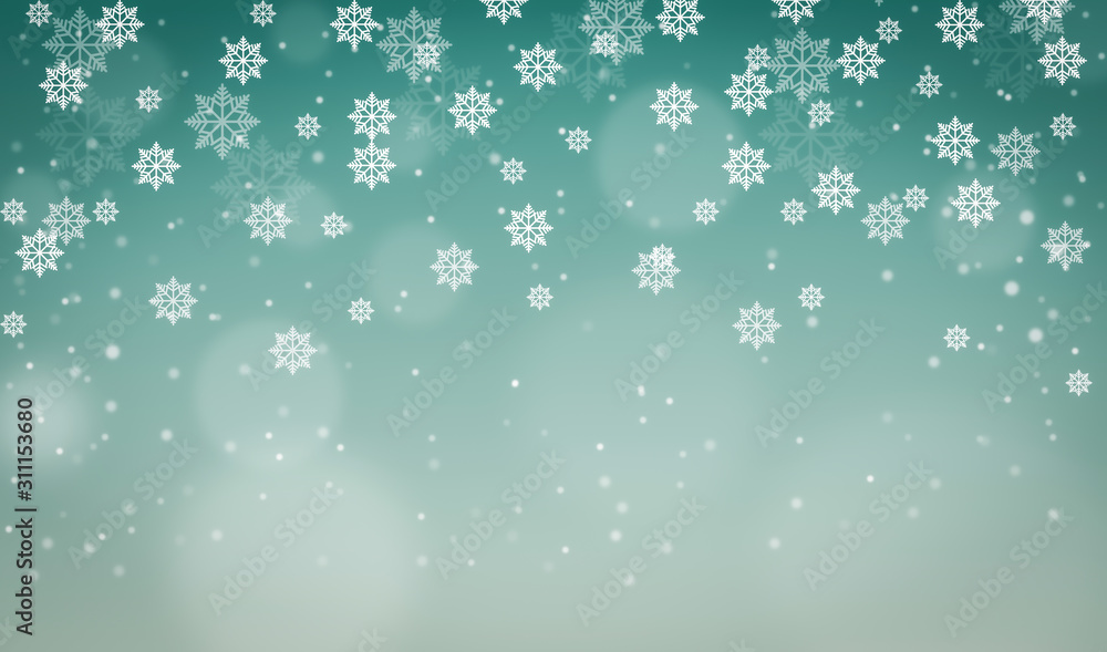 Snowflakes and snowfall on a cold blue winter background christmas Snowflakes and snowfall on a cold blue winter background christmas