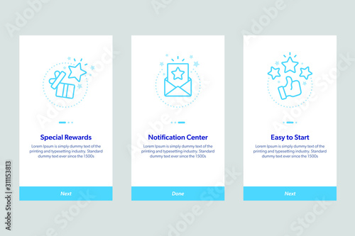 Set of onboarding app screens. Concept modern and simplified vector illustration walkthrough screens template for mobile apps.