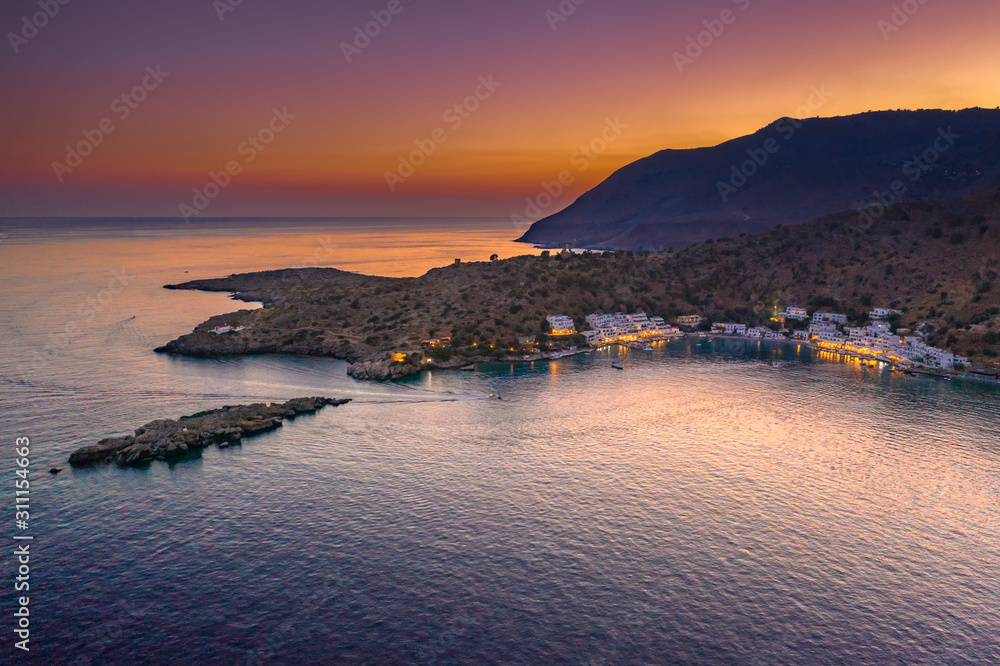 Greek village of Loutro, Chania, Crete, Greece.