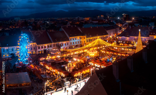 Aerial view of the Traditional Christmas market