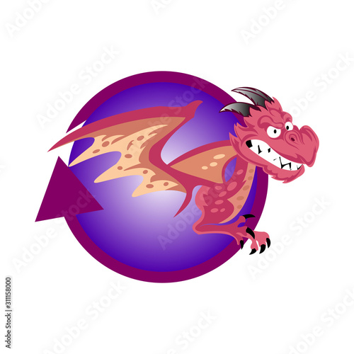 Modern colorful gradient dragon logo, dragon and shield vector icon