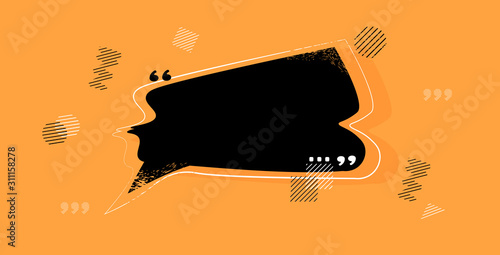 retro empty speech textbox or think banner communication quote template concept sticker design for text talk message or dialog horizontal vector illustration