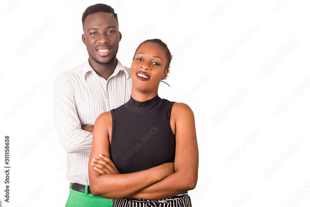 Obraz premium .Portrait of happy couple isolated on white background.