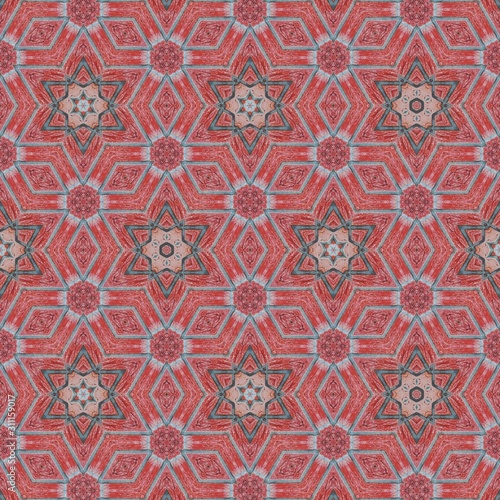 Ornamental Red colored background texture with geometric Star shapes. Oriental Repeating decorative star patterns. 