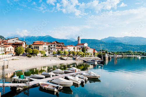 Fototapeta Naklejka Na Ścianę i Meble -  Feriolo village on Lake Maggiore on a sunny day