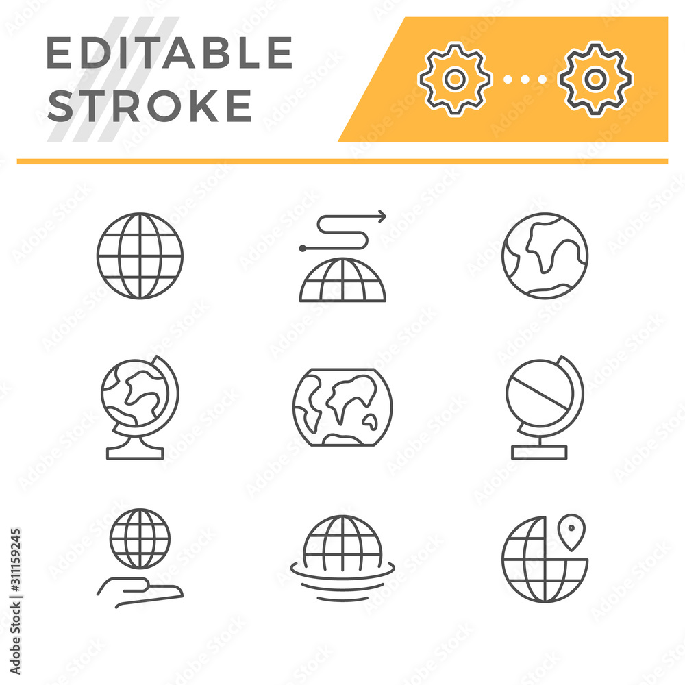 Set line icons of globe Set line icons of globe