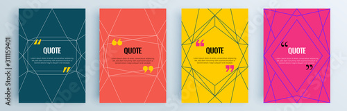 Quote frames blank templates set. Text in brackets, citation empty speech bubbles, quote bubbles. Textbox isolated on color background. Vector illustration.