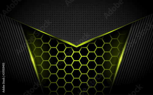 Modern tech abstract yellow background with shinny lines effect