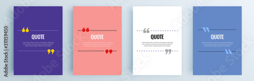 Quote frames blank templates set. Text in brackets, citation empty speech bubbles, quote bubbles. Textbox isolated on color background. Vector illustration.