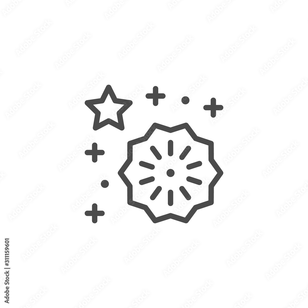 Festive fireworks line outline icon Festive fireworks line outline icon