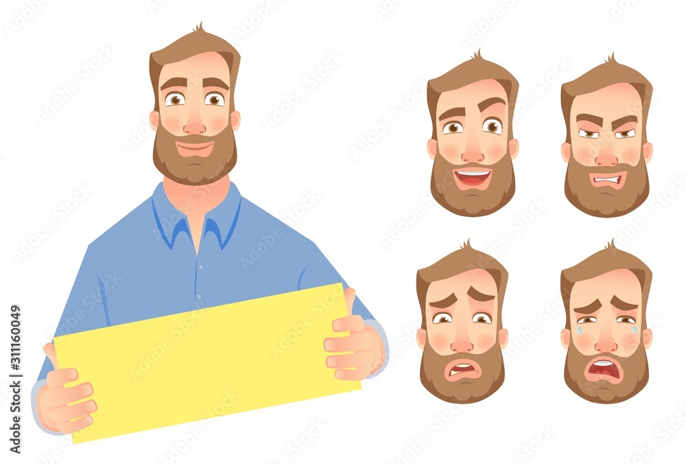 man holding empty paper - set man holding empty paper - set