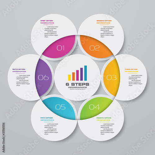 6 steps simple&editable process chart infographics element. EPS 10. 