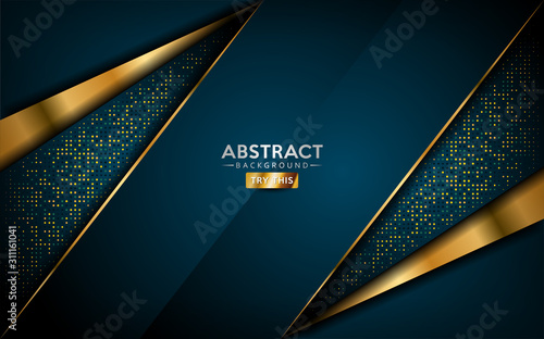 Luxurious dark navy green background with golden lines.