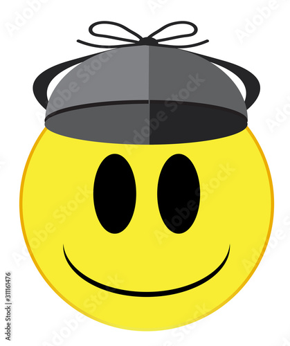 Detective Smile Face Button Isolated