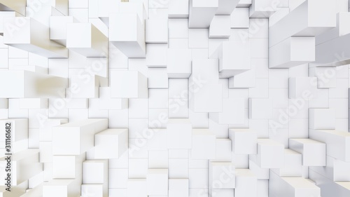 Abstract 3D illustration of white cubes background © cherezoff