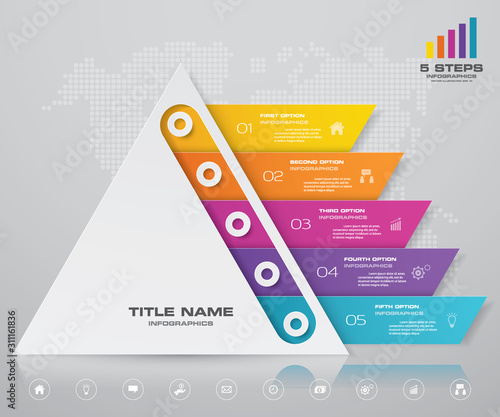 5 steps pyramid with free space for text on each level. infographics, presentations or advertising. EPS10.	