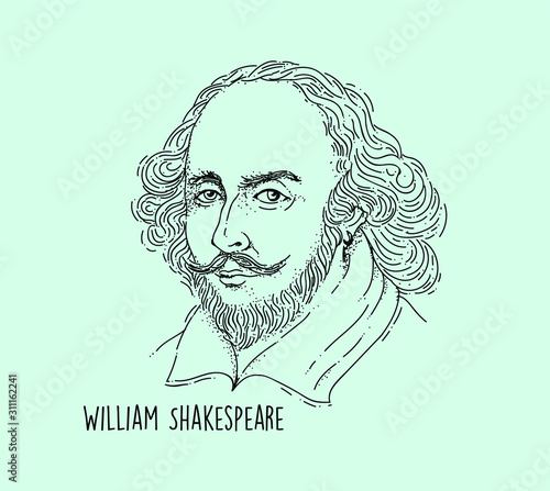 William Shakespeare Line Art Portait Hand Drawing
