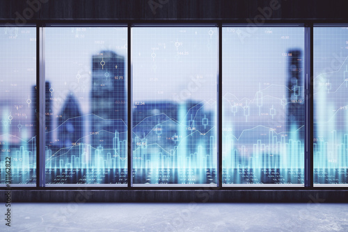 Contemporary interior with city view