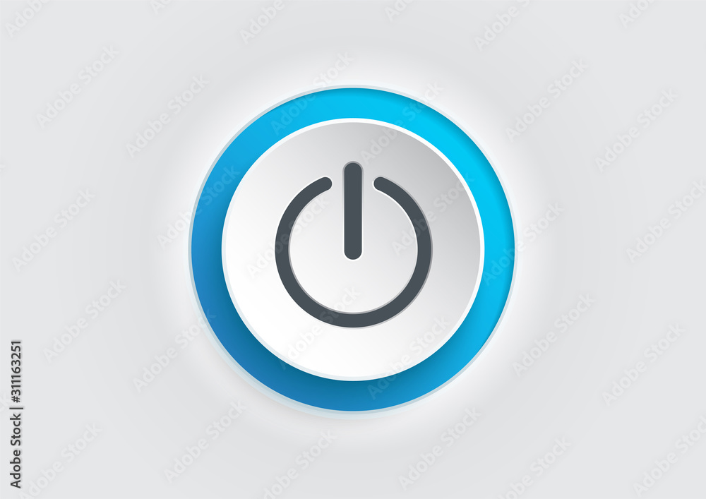 Blue power button icon on white background. illustrator vector. Blue power button icon on white background. illustrator vector.