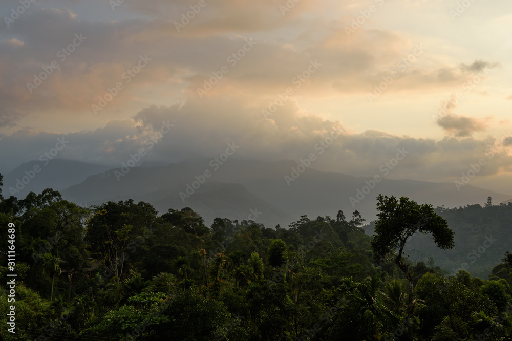Mountains in central part of Sri Lanka near Nuwara Eliya