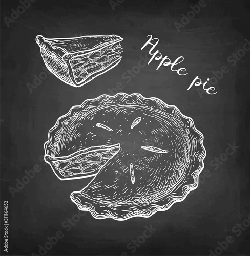 Chalk sketch of apple pie.