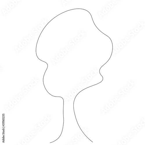 Forest tree line drawing, vector illustration