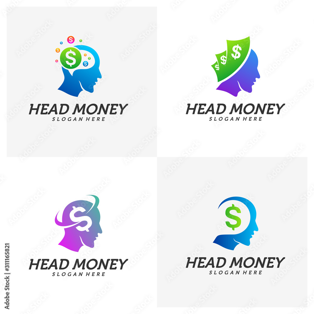 Fototapeta premium Set of Think Money logo design template vector. Emblem symbol Icon.