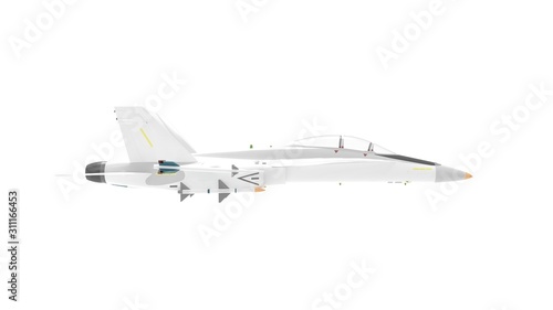 3d rendering of a millitary aircraft jet isolated on white background