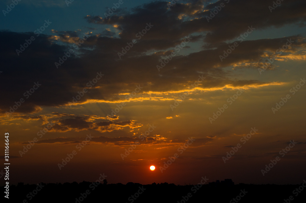Beautiful sunset sky with clouds. Abstract sky.
