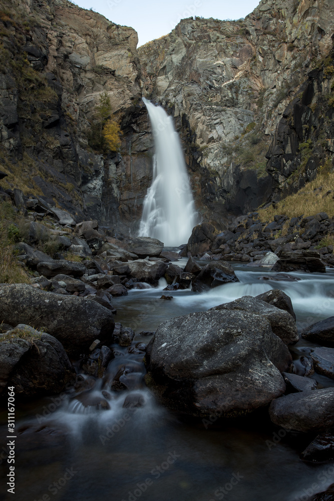 Kurkure waterfall in mountains, Altai Republic, Siberia, Russia. Long exposure shoot Kurkure waterfall in mountains, Altai Republic, Siberia, Russia. Long exposure shoot