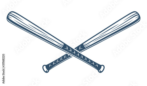 Baseball bats crossed vector logo or sign, gangster style theme.