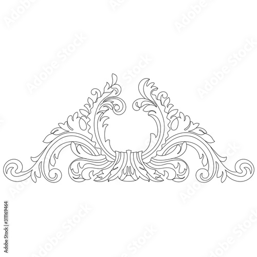 Vintage baroque ornament, corner. Retro pattern antique style acanthus. Decorative design element filigree calligraphy vector. - stock vector 