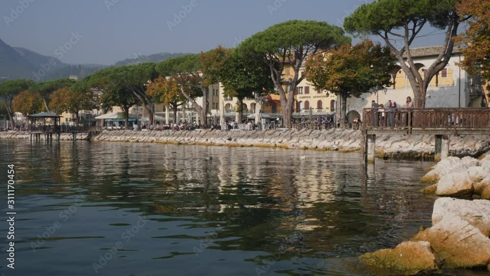 Wooden Pier on Garda Lake, Italy. Panoramic Walkthrough. Wooden Pier on Garda Lake, Italy. Panoramic Walkthrough.