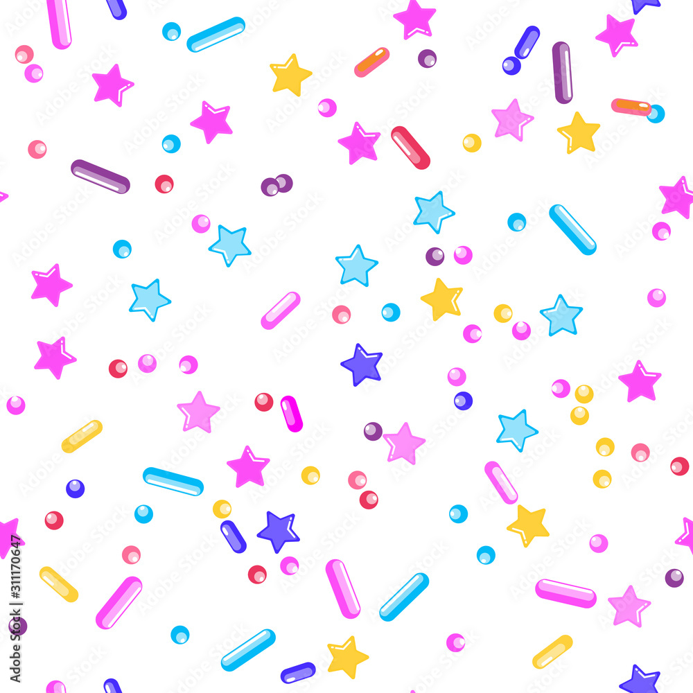Sprinkle Cupcake Donut Topping. Seamless Pattern Sprinkle Cupcake Donut Topping. Seamless Pattern