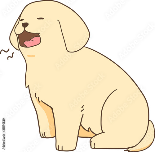 ゴールデンレトリバーの子犬（あくび）