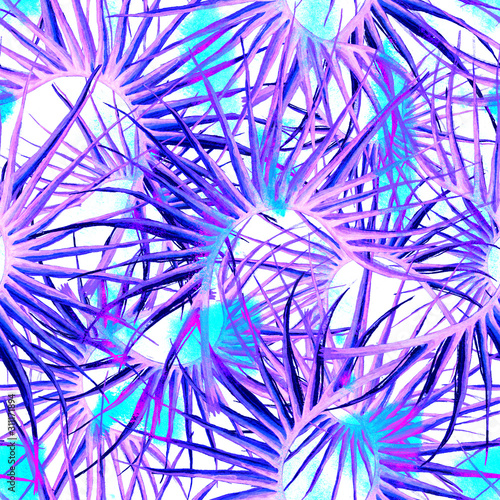 Tropical Purple Seamless Pattern. Summer Jungle