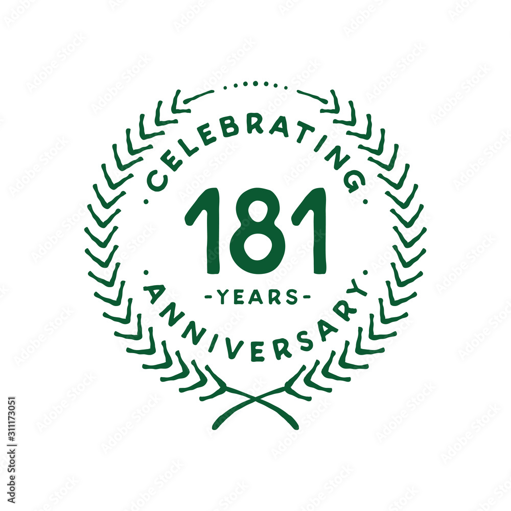 181 years design template. 181st logo. Vector and illustration. 181 years design template. 181st logo. Vector and illustration.