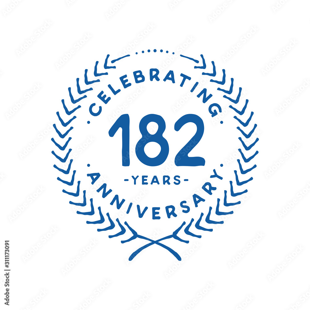 182 years design template. 182nd logo. Vector and illustration. 182 years design template. 182nd logo. Vector and illustration.