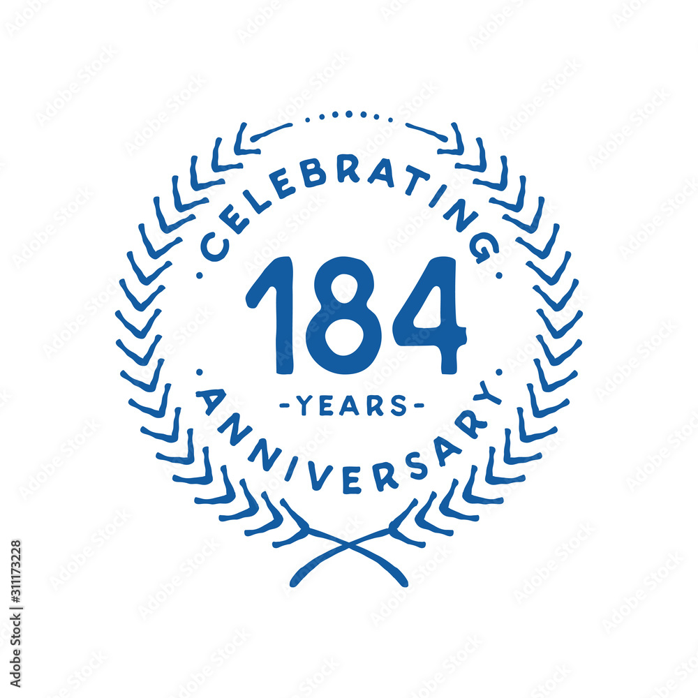 184 years design template. 184th logo. Vector and illustration. 184 years design template. 184th logo. Vector and illustration.