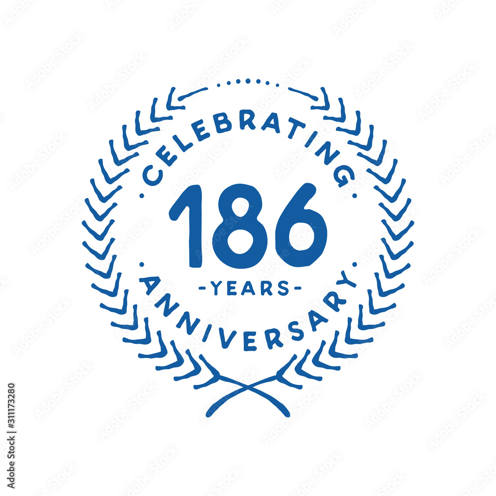 186 years design template. 186th logo. Vector and illustration. 186 years design template. 186th logo. Vector and illustration.