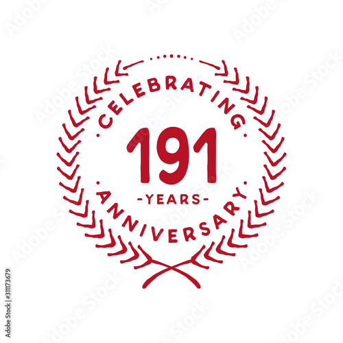 191 years design template. 191st logo. Vector and illustration.