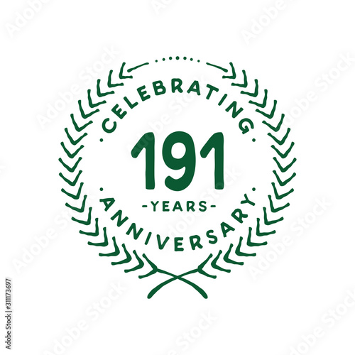 191 years design template. 191st logo. Vector and illustration.