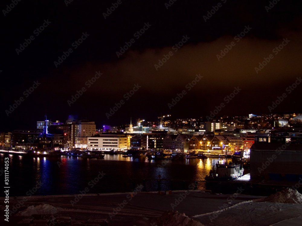 Arctic Norway Night Scene, the Northern Norwegian county of Troms